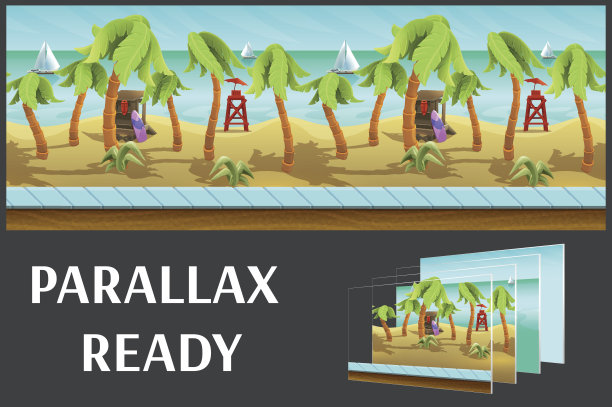 无缝卡通海滩景观，矢量无尽的背景。图片下载