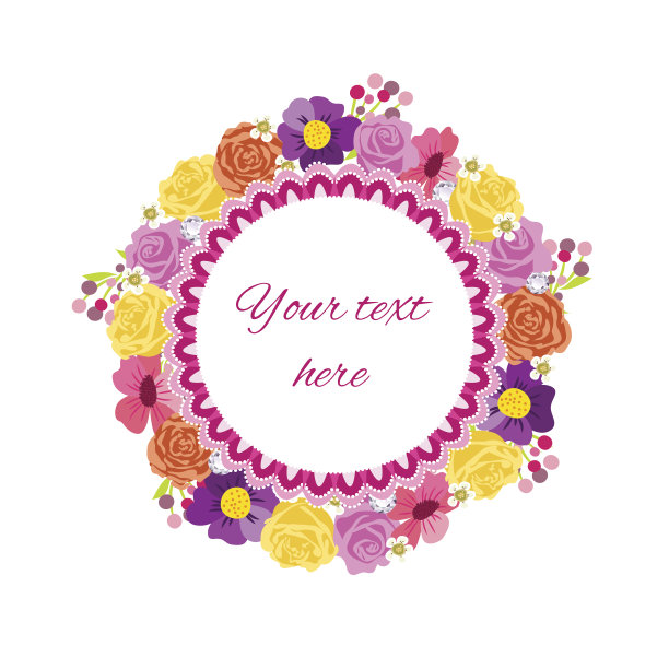 漂亮的鲜花花环贺卡。假期和可爱的夏天图片下载