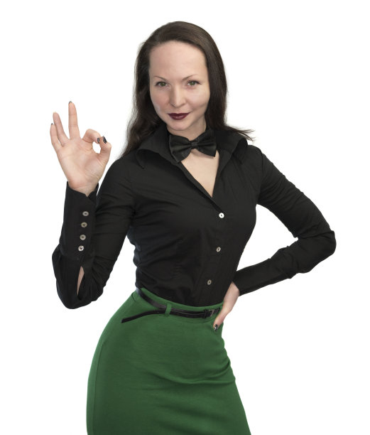 漂亮的商务女士显示OK迹象图片下载