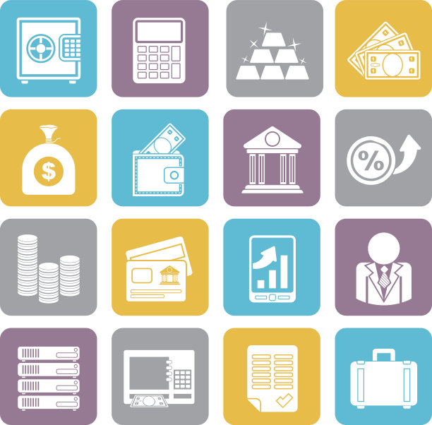 剪影银行和金融图标图片下载