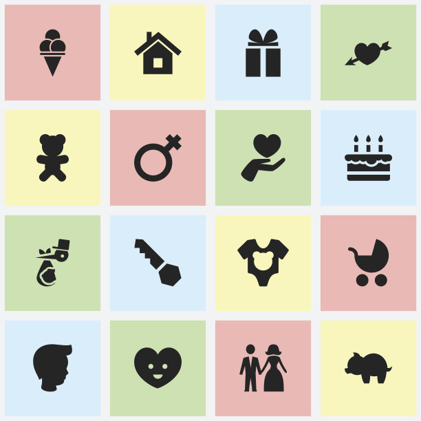 一套16可编辑的Kin图标。图片下载