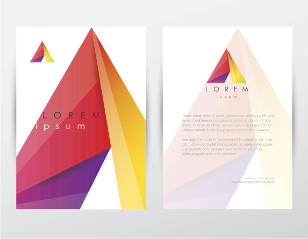 抽象彩色多边形风格的宣传册传单模板和信头设计图片下载