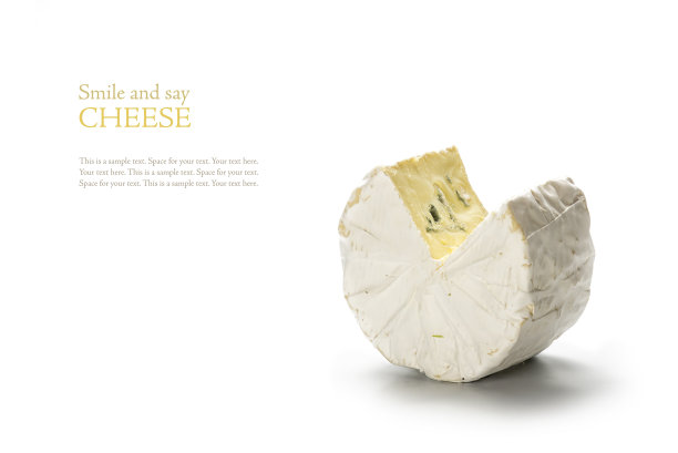 软蓝色干酪孤立在白色背景，样本文本图片下载