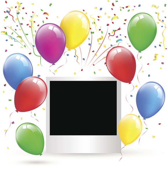 节日相框与五彩充气气球图片下载