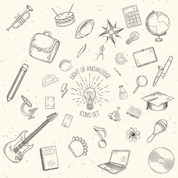 手绘学校图标集图片下载