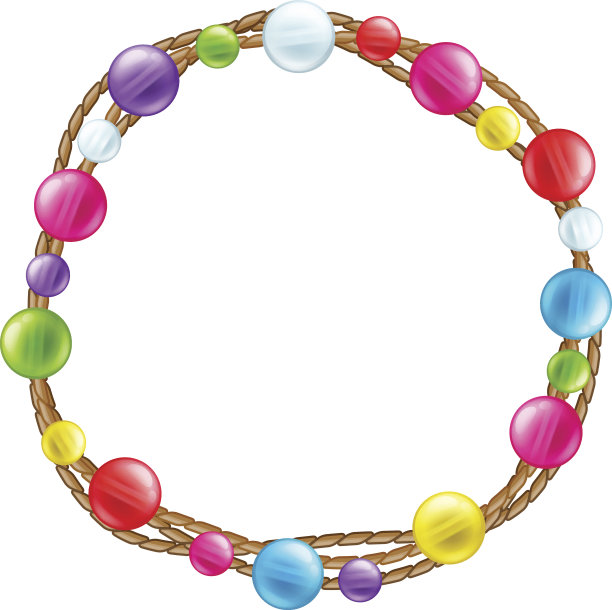 彩色玻璃珠装饰圆框。图片下载