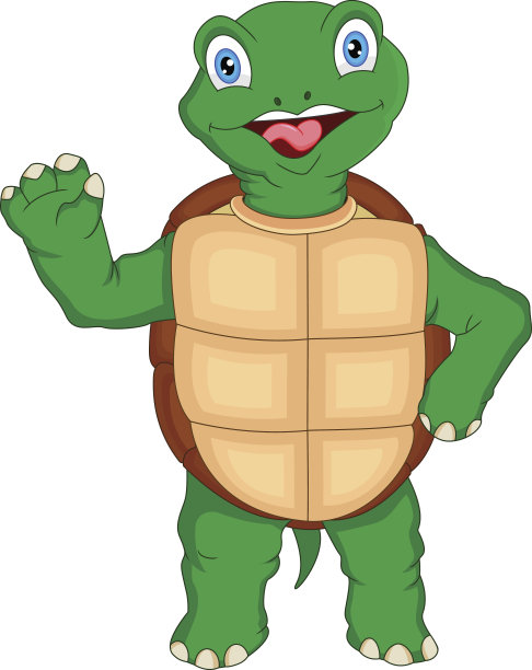 可爱的绿海龟卡通挥手图片下载