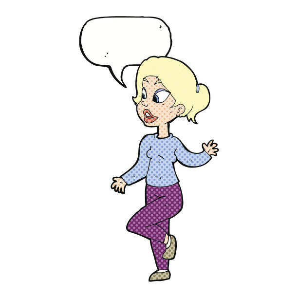 卡通友好的女人挥舞着演讲泡泡图片下载