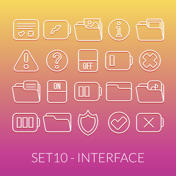 轮廓图标细平设计，现代线条笔触风格图片下载