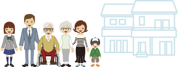 多代同堂，有轮椅爷爷图片下载
