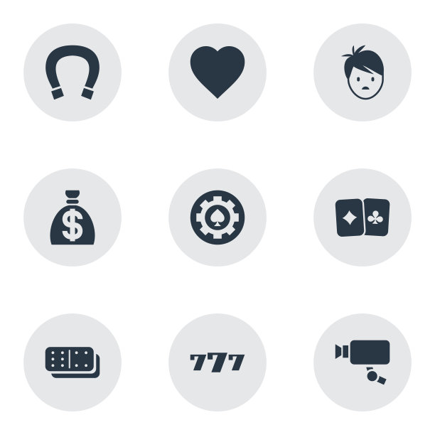 9个可编辑的赌场图标。图片下载