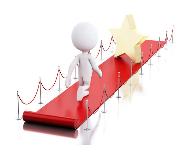 3d白人与明星站在红地毯上。图片下载