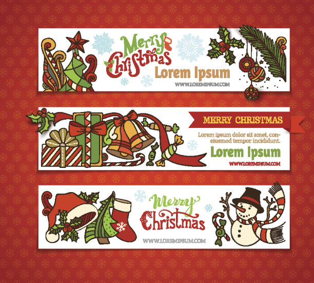 向量组的圣诞节水平横幅。图片下载