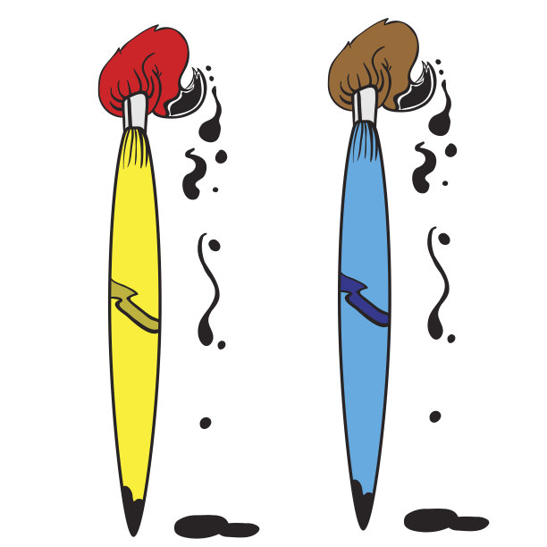 蓝色和黄色画笔图片下载