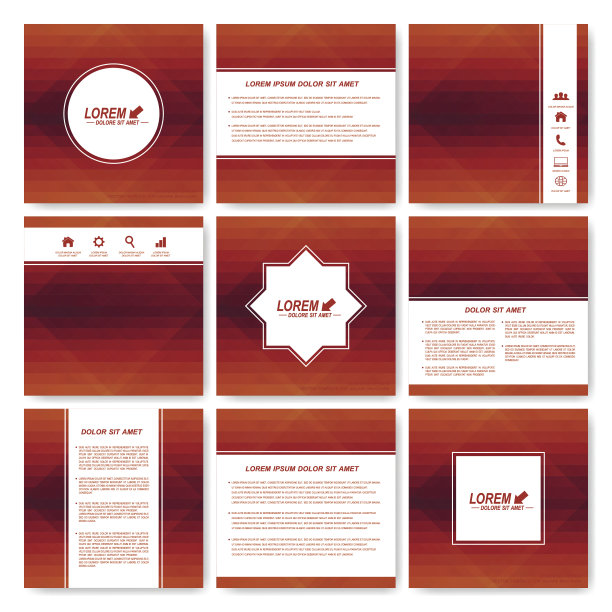 红色方形模板小册子。商业，科学，医学和图片下载