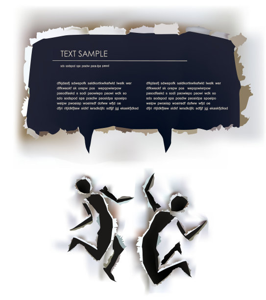 抽象人物和气泡文字，撕纸背景图片下载