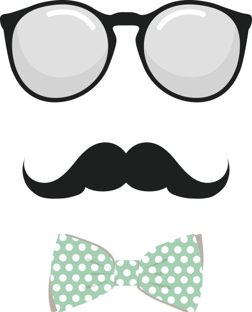 眼镜、领结和胡子男士套装矢量图图片下载