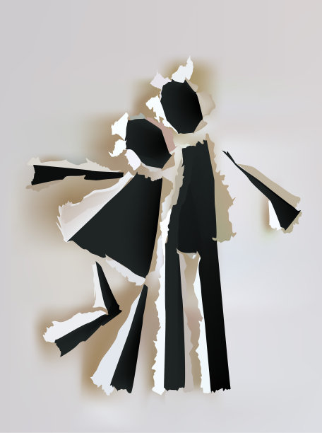 相爱的夫妇和空间的文字，撕纸收集图片下载