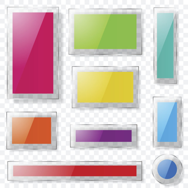 有透明边缘的不同颜色的玻璃板图片下载