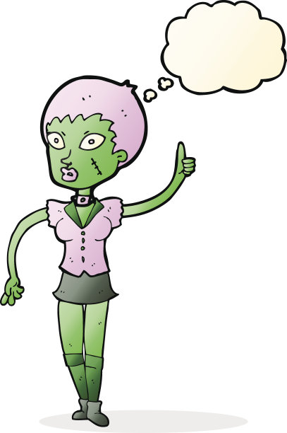 卡通万圣节女孩与思想泡泡图片下载