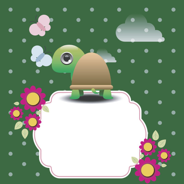 可爱的卡通乌龟与文字的地方图片下载