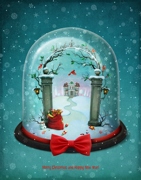 里面有雪花的球形玻璃器图片下载