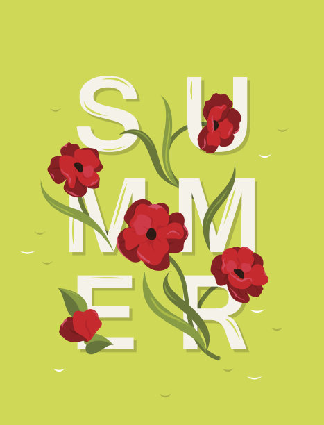 抽象向量字母与字夏天和红花图片下载