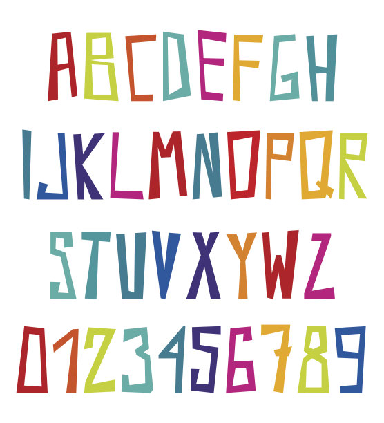 字母表五颜六色的字体和数字图片下载