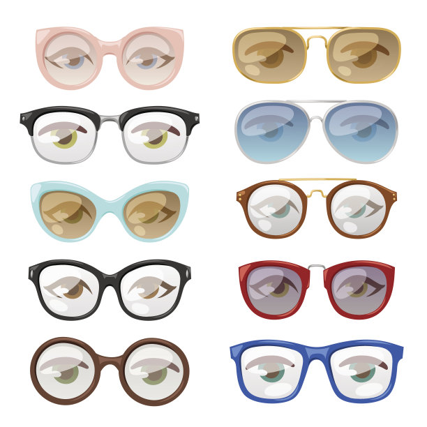眼镜人眼向量集。图片下载