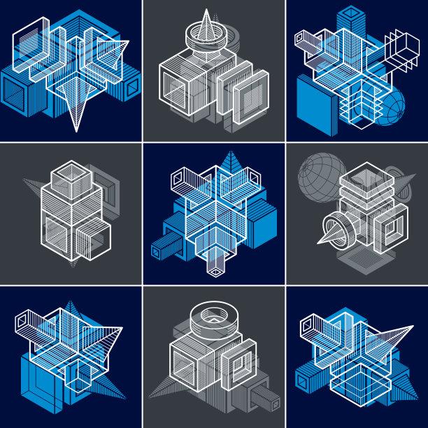 抽象向量集合，等距维度形状集合。图片下载