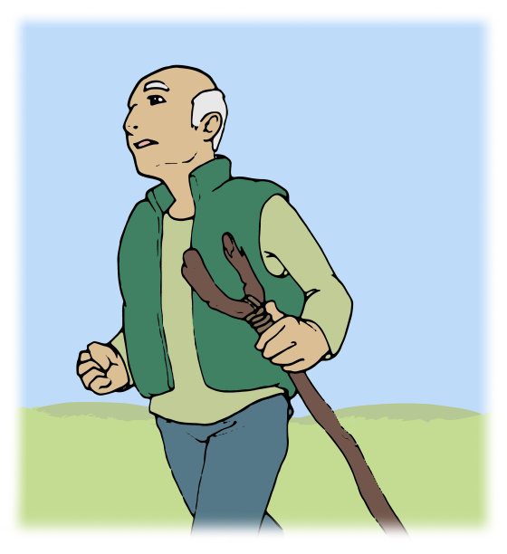 《拿着木头拐杖的人的生活》图片下载