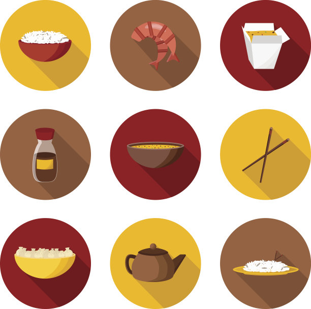 一套以中国烹饪为主题的扁平物件图片下载