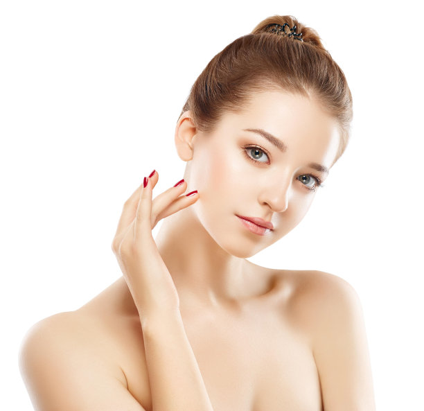 漂亮女人的脸特写肖像年轻的工作室在白色图片下载