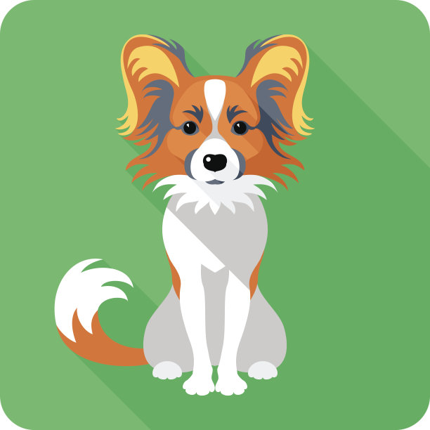 狗蝴蝶图标平面设计图片下载