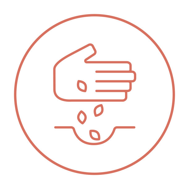 手栽种子在地面线图标图片下载