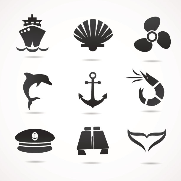 海洋的图标集。图片下载