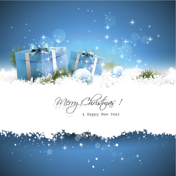 蓝色圣诞贺卡图片下载