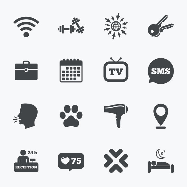 酒店、公寓服务图标。wi - fi网络。图片下载