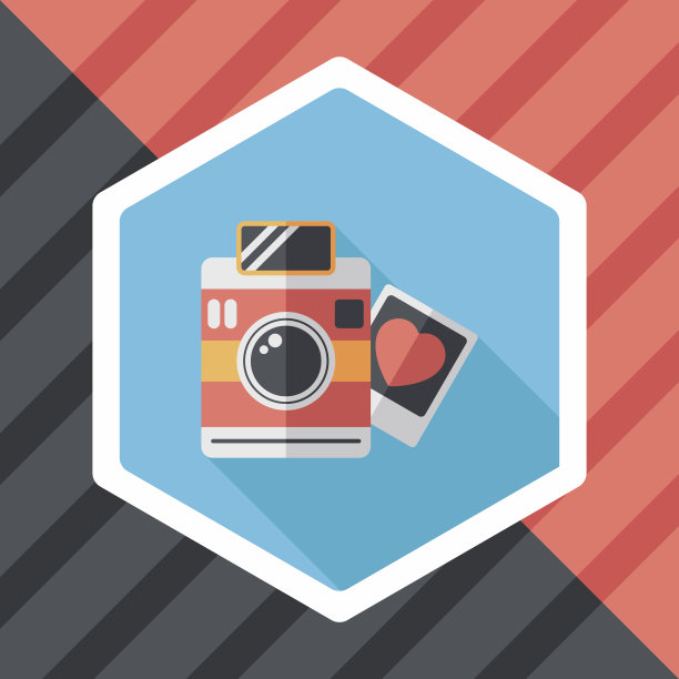 情人节照片长阴影扁平图标，eps10图片下载