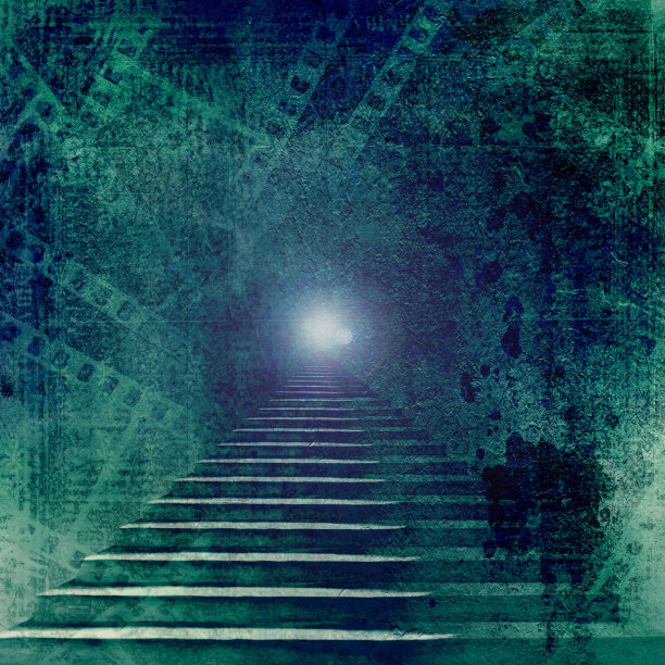 石头楼梯在旧的纸背景和滑梯图片下载