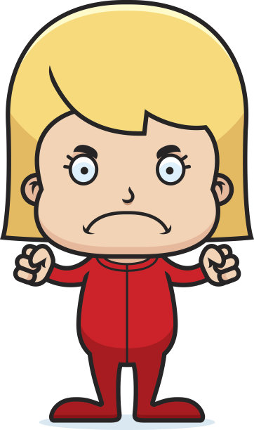 卡通愤怒的穿着睡衣的女孩图片下载