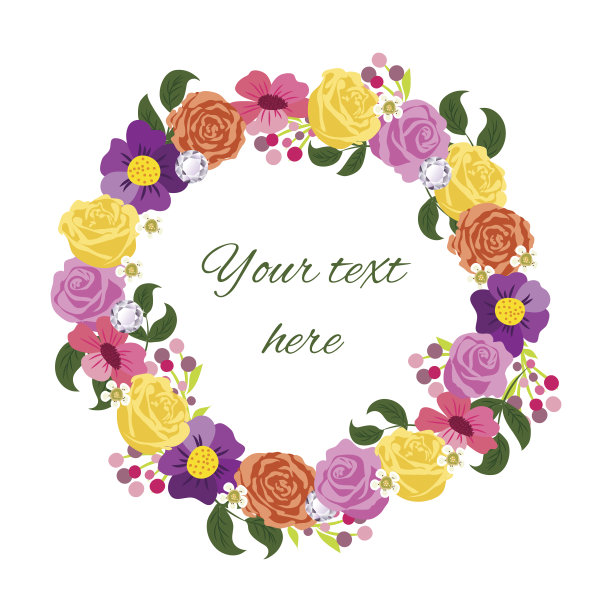 漂亮的鲜花花环贺卡。假期和可爱的夏天图片下载