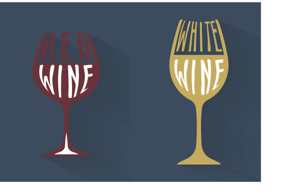 葡萄酒符号集与红、白葡萄酒长影图片下载