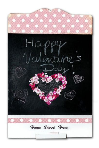 经典的黑色黑板上写着情人节的祝词图片下载