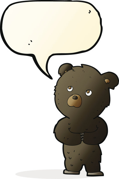 卡通黑熊幼崽与语音泡泡图片下载