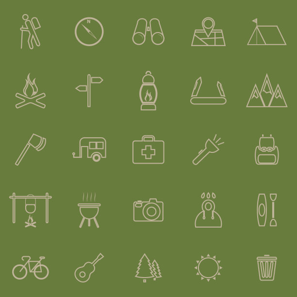 徒步线颜色图标上的绿色背景图片下载