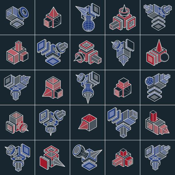 集合向量抽象不同维度的几何sh图片下载