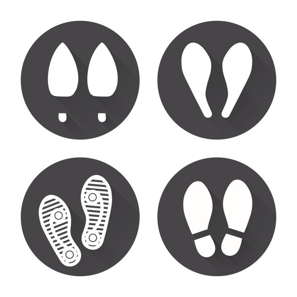 平面足迹图标集素材图片