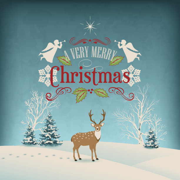 矢量圣诞复古贺卡图片下载