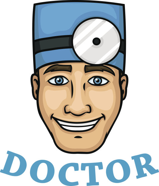 戴着蓝帽子带着反射镜微笑的医生图片下载